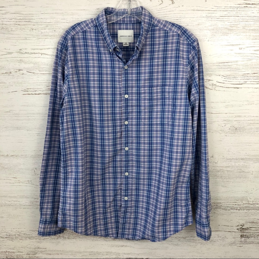 *3/$20* AMERICAN EAGLE Lavender Plaid Shirt Button Down M